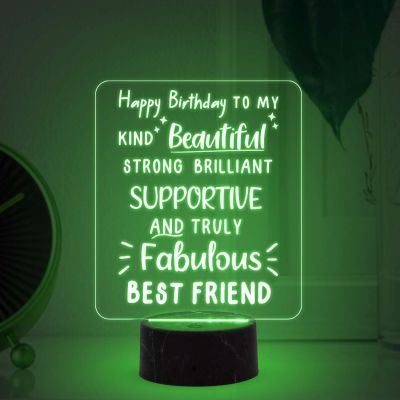 Happy Birthday To My Fabulous Best Friend night lamp with Automatic Color Changing Light Memorable Happy Birthday Gift for Best Friend, Love Gift for Friend