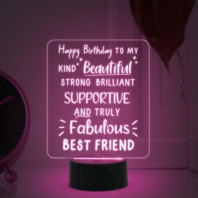 Happy Birthday To My Fabulous Best Friend night lamp with Automatic Color Changing Light Memorable Happy Birthday Gift for Best Friend, Love Gift for Friend