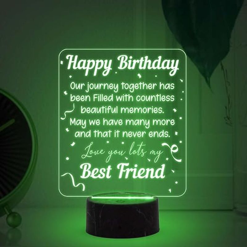 Happy Birthday Best Friend night lamp with Automatic Color Changing Light Memorable Happy Birthday Gift for Best Friend, Love Gift for Friend