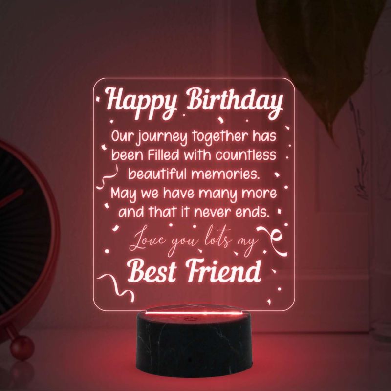 Happy Birthday Best Friend night lamp with Automatic Color Changing Light Memorable Happy Birthday Gift for Best Friend, Love Gift for Friend