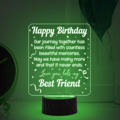 Happy Birthday Best Friend night lamp with Automatic Color Changing Light Memorable Happy Birthday Gift for Best Friend, Love Gift for Friend