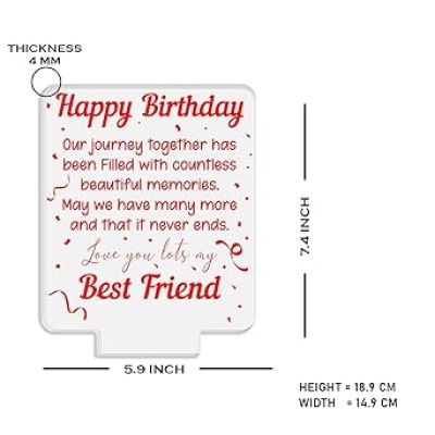 Happy Birthday Best Friend night lamp with Automatic Color Changing Light Memorable Happy Birthday Gift for Best Friend, Love Gift for Friend