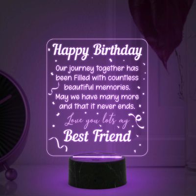 Happy Birthday Best Friend night lamp with Automatic Color Changing Light Memorable Happy Birthday Gift for Best Friend, Love Gift for Friend