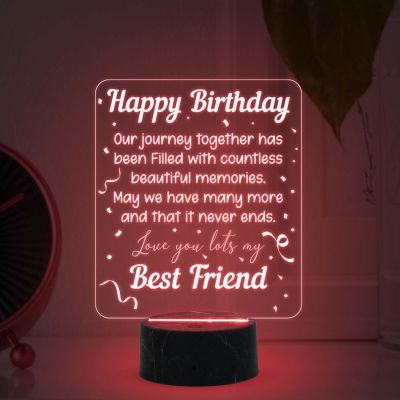 Happy Birthday Best Friend night lamp with Automatic Color Changing Light Memorable Happy Birthday Gift for Best Friend, Love Gift for Friend