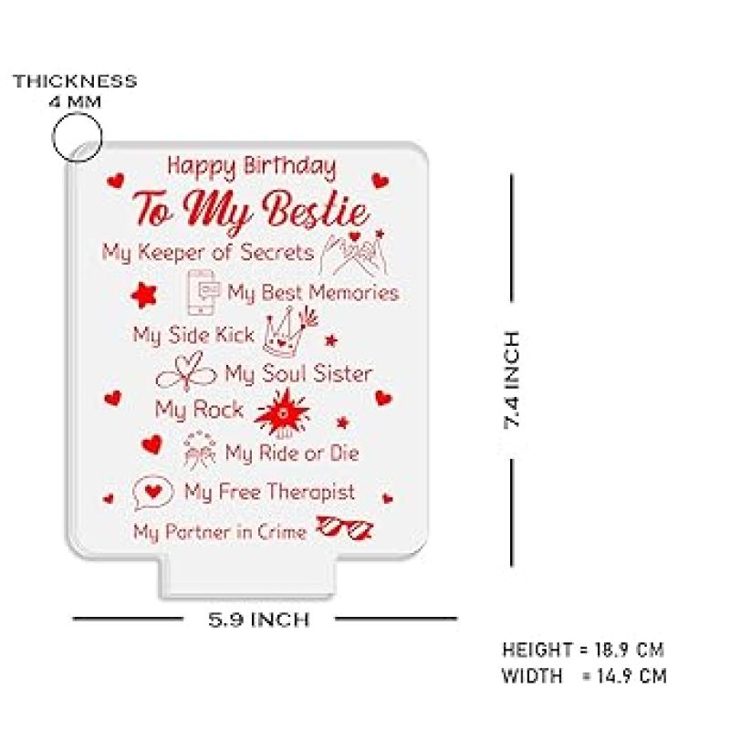 Happy Birthday To My Bestie night lamp with Warm White Light Memorable Happy Birthday Gift for Best Friend, Love Gift for Friend