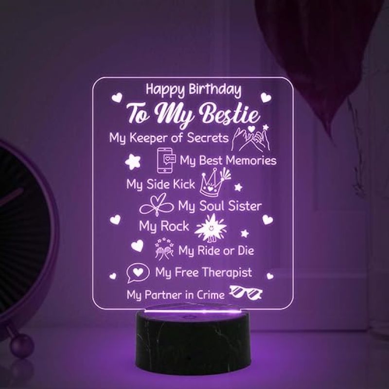 Happy Birthday To My Bestie night lamp with Automatic Color Changing Light Memorable Happy Birthday Gift for Best Friend, Love Gift for Friend