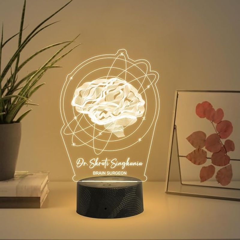 Personalized Brain Surgeon night lamp with Warm White Light Customize with Name Gift for Neurologist, Psychology Student, Neurosurgeon Psychologist Clinical Decor