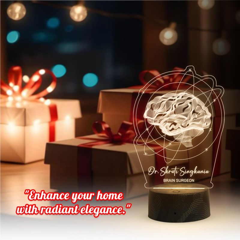 Personalized Brain Surgeon night lamp with Warm White Light Customize with Name Gift for Neurologist, Psychology Student, Neurosurgeon Psychologist Clinical Decor
