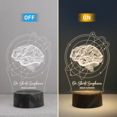 Personalized Brain Surgeon night lamp with Warm White Light Customize with Name Gift for Neurologist, Psychology Student, Neurosurgeon Psychologist Clinical Decor