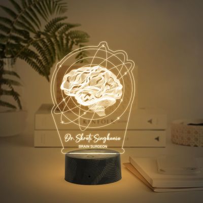 Personalized Brain Surgeon night lamp with Warm White Light Customize with Name Gift for Neurologist, Psychology Student, Neurosurgeon Psychologist Clinical Decor