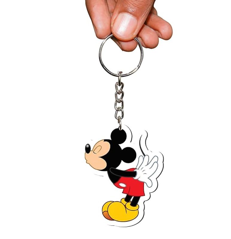 Mickey mouse Wooden Cartoon Keychain For Bike Car Bags Cute Keychain,Party Favors for Kids, Birthday Christmas Gift for Kids Adults