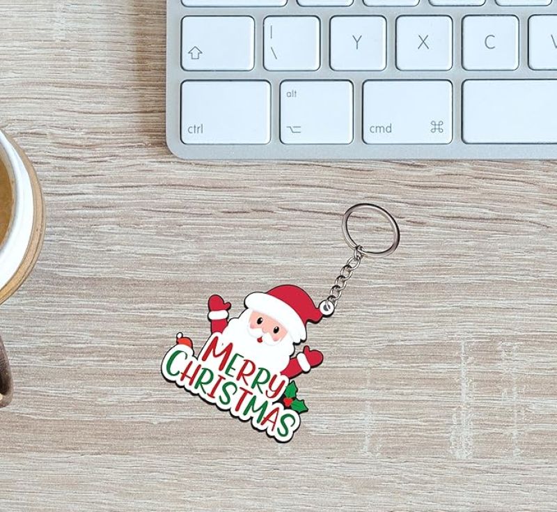 Merry Christmas Santa Keychain Christmas Decorations Items Key Ring for Girls, Return Gifts for Kids
