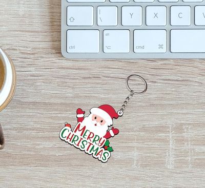 Merry Christmas Santa Keychain Christmas Decorations Items Key Ring for Girls, Return Gifts for Kids