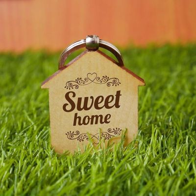 Sweet Home Wooden Key Chain Customized Your Text  Gift For Girls Boys Women Men Couple Girlfriend, Boyfriend, Car, Bike, Home Key