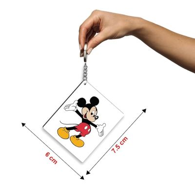 Mickey Mouse Cartoon Character Printed Wooden Keychain Birthday Gift for Kid, Car, Bike, House Key