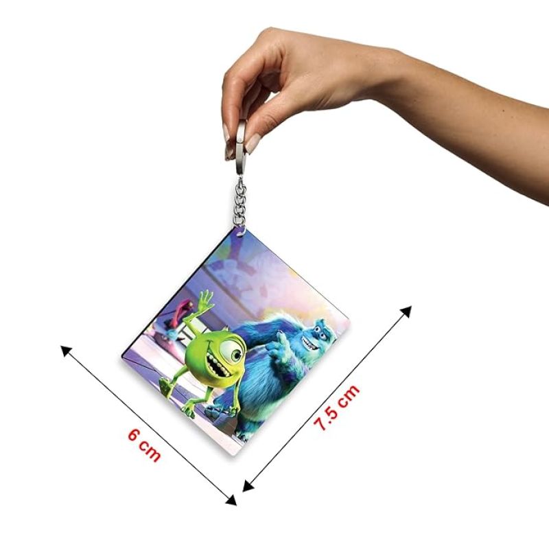 Cartoon Character Printed Wooden Keychain Birthday Gift for Kid, Car, Bike, House Key