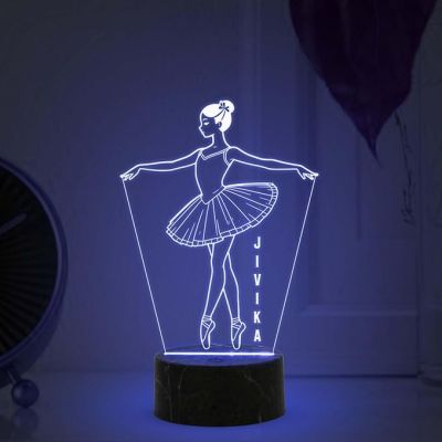 Personalized 3D Illusion Girl Dancing Night Lamp with 7 Color Changing Light Customized with Name Unique Gift for Dancers, Surprise Gift for Dance Teacher, Bedroom Decor