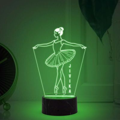 Personalized 3D Illusion Girl Dancing Night Lamp with 7 Color Changing Light Customized with Name Unique Gift for Dancers, Surprise Gift for Dance Teacher, Bedroom Decor