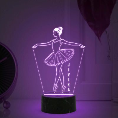 Personalized 3D Illusion Girl Dancing Night Lamp with 7 Color Changing Light Customized with Name Unique Gift for Dancers, Surprise Gift for Dance Teacher, Bedroom Decor