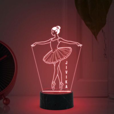 Personalized 3D Illusion Girl Dancing Night Lamp with 7 Color Changing Light Customized with Name Unique Gift for Dancers, Surprise Gift for Dance Teacher, Bedroom Decor
