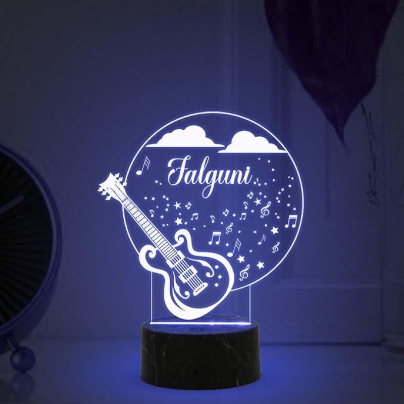 Personalized 3D Illusion  Guitar Night Lamp with 7 Color Changing Light Customized with Name Birthday Gift for Singer & Music Lover, Guitar with Name Light