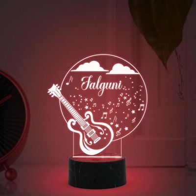 Personalized 3D Illusion  Guitar Night Lamp with 7 Color Changing Light Customized with Name Birthday Gift for Singer & Music Lover, Guitar with Name Light