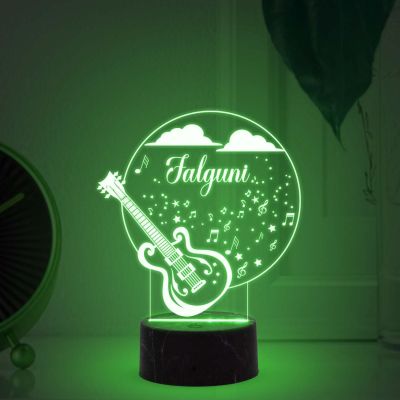 Personalized 3D Illusion  Guitar Night Lamp with 7 Color Changing Light Customized with Name Birthday Gift for Singer & Music Lover, Guitar with Name Light