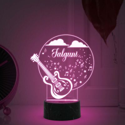 Personalized 3D Illusion  Guitar Night Lamp with 7 Color Changing Light Customized with Name Birthday Gift for Singer & Music Lover, Guitar with Name Light