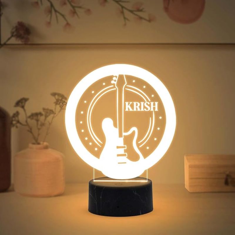 Personalized Guitar Night Lamp with Warm White Light  Customized with Name Birthday Gift for Singer Friend & Music Lover Gift