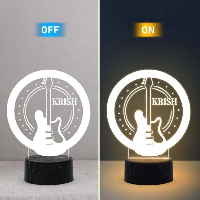 Personalized Guitar Night Lamp with Warm White Light  Customized with Name Birthday Gift for Singer Friend & Music Lover Gift
