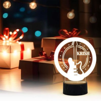 Personalized Guitar Night Lamp with Warm White Light  Customized with Name Birthday Gift for Singer Friend & Music Lover Gift