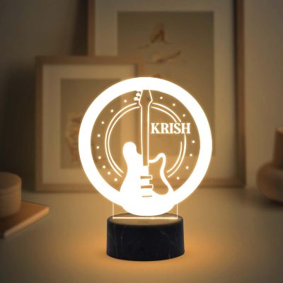 Personalized Guitar Night Lamp with Warm White Light  Customized with Name Birthday Gift for Singer Friend & Music Lover Gift