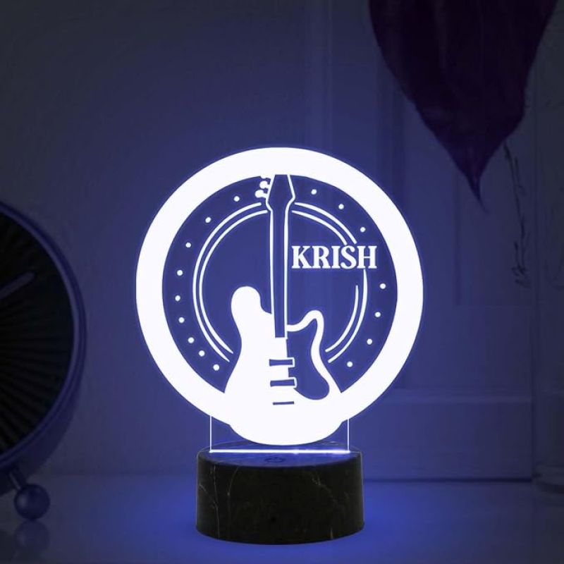 Personalized Guitar Night Lamp with Automatic Color Changing Light Birthday Gift for Singer Friend & Music Lover Gift