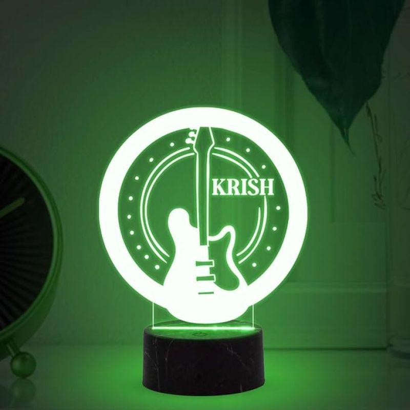 Personalized Guitar Night Lamp with Automatic Color Changing Light Birthday Gift for Singer Friend & Music Lover Gift