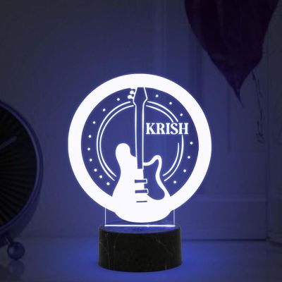 Personalized Guitar Night Lamp with Automatic Color Changing Light Birthday Gift for Singer Friend & Music Lover Gift