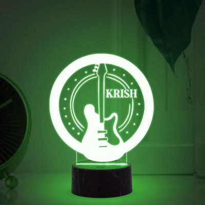 Personalized Guitar Night Lamp with Automatic Color Changing Light Birthday Gift for Singer Friend & Music Lover Gift