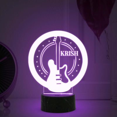 Personalized Guitar Night Lamp with Automatic Color Changing Light Birthday Gift for Singer Friend & Music Lover Gift