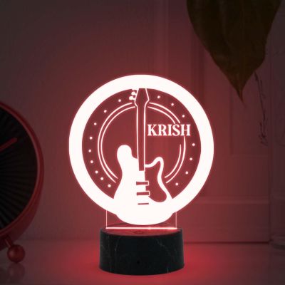 Personalized Guitar Night Lamp with Automatic Color Changing Light Birthday Gift for Singer Friend & Music Lover Gift