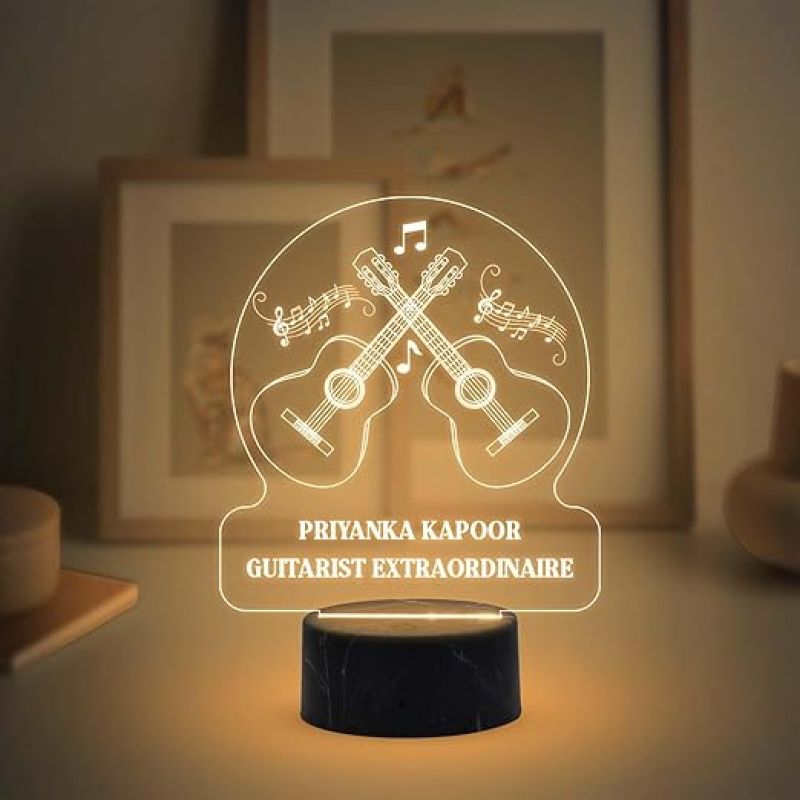 Guitarist Extraordinaire Night Lamp with Warm White Light Customized with Name Birthday Gift for Singer Friend & Music Lover Gift