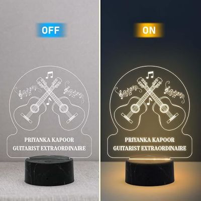 Guitarist Extraordinaire Night Lamp with Warm White Light Customized with Name Birthday Gift for Singer Friend & Music Lover Gift