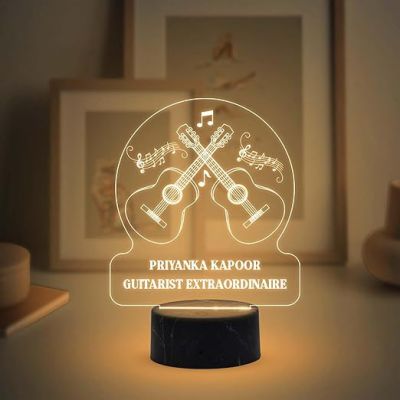 Guitarist Extraordinaire Night Lamp with Warm White Light Customized with Name Birthday Gift for Singer Friend & Music Lover Gift