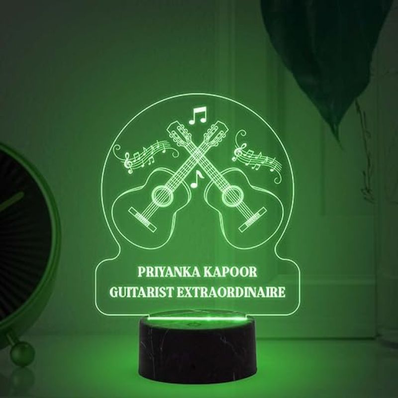 Guitarist Extraordinaire Night Lamp with Automatic Color Changing Light Customized with Name Birthday Gift for Singer Friend & Music Lover Gift