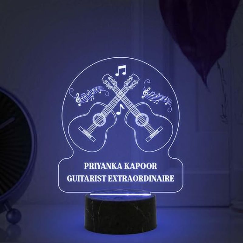 Guitarist Extraordinaire Night Lamp with Automatic Color Changing Light Customized with Name Birthday Gift for Singer Friend & Music Lover Gift