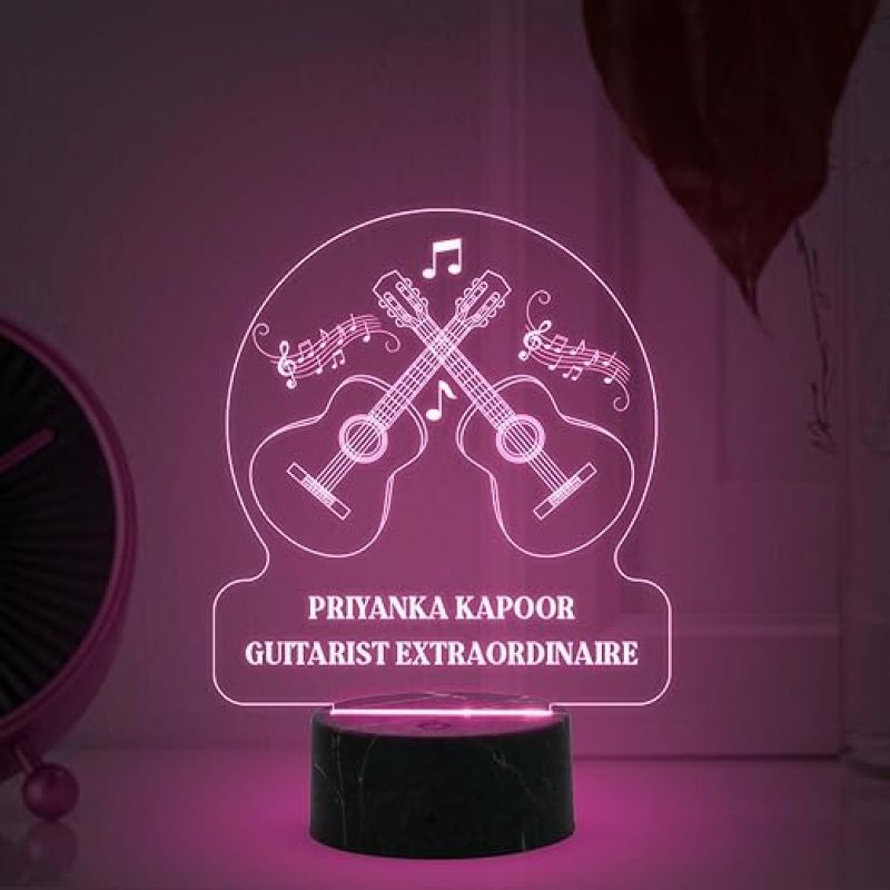 Guitarist Extraordinaire Night Lamp with Automatic Color Changing Light Customized with Name Birthday Gift for Singer Friend & Music Lover Gift