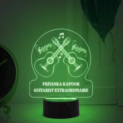 Guitarist Extraordinaire Night Lamp with Automatic Color Changing Light Customized with Name Birthday Gift for Singer Friend & Music Lover Gift