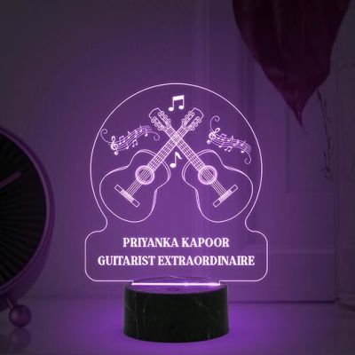 Guitarist Extraordinaire Night Lamp with Automatic Color Changing Light Customized with Name Birthday Gift for Singer Friend & Music Lover Gift