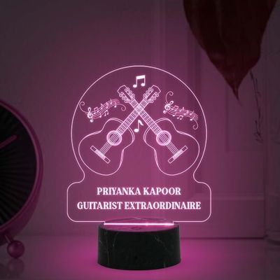 Guitarist Extraordinaire Night Lamp with Automatic Color Changing Light Customized with Name Birthday Gift for Singer Friend & Music Lover Gift