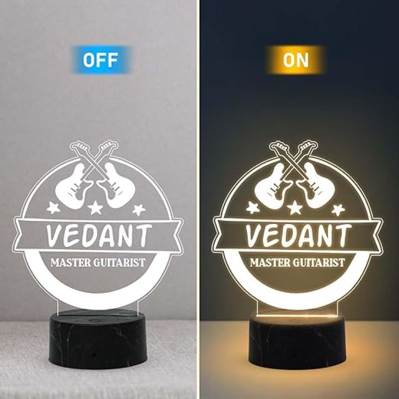 Personalized Master Guitarist Night Lamp with Warm White Light Customized with Name Birthday Gift for Singer Friend & Music Lover Gift