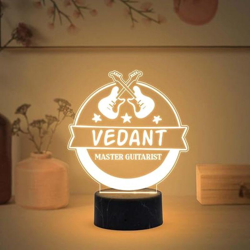 Personalized Master Guitarist Night Lamp with Warm White Light Customized with Name Birthday Gift for Singer Friend & Music Lover Gift