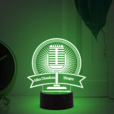 Personalized Microphone Night Lamp with Automatic Color Changing Light Customized with Name Birthday Gift for Singer Friend & Music Lover Gift
